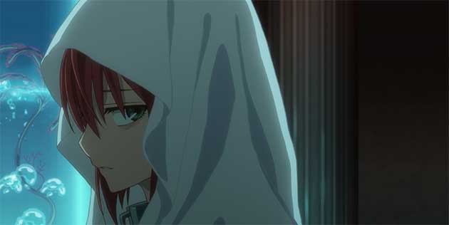 Chise Hatori looking back with little emotion.