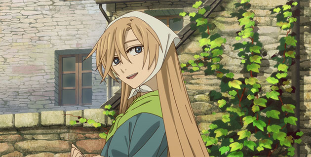 Mina, wife of Matthew, smiling.