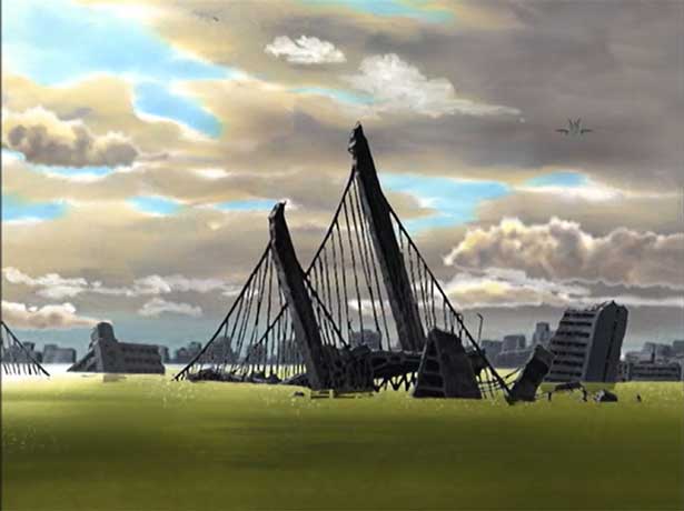 bridge overcome by water